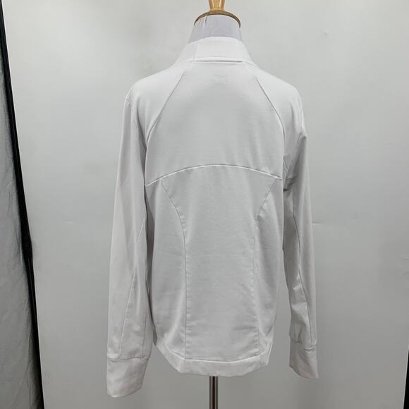 Puma Jacket Womens M Medium White Fleece Lined Full Zip Mock Wind Warm Up Golf - Picture 7 of 13